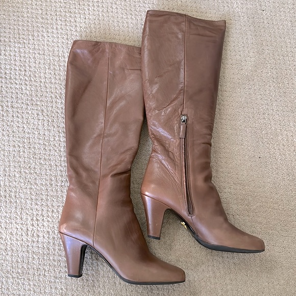 Prada brown leather tall boots size 37 or US size7 - Picture 1 of 7